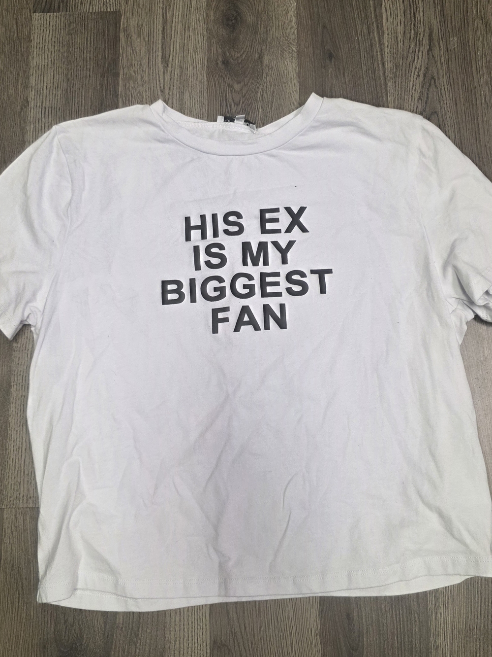 Fashion Nova White Graphic Tee with Black Lettering